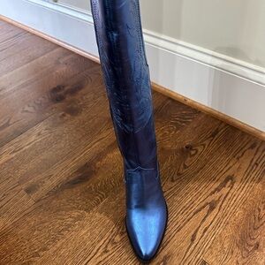 Blue metallic cowboy boots tall size 11 M